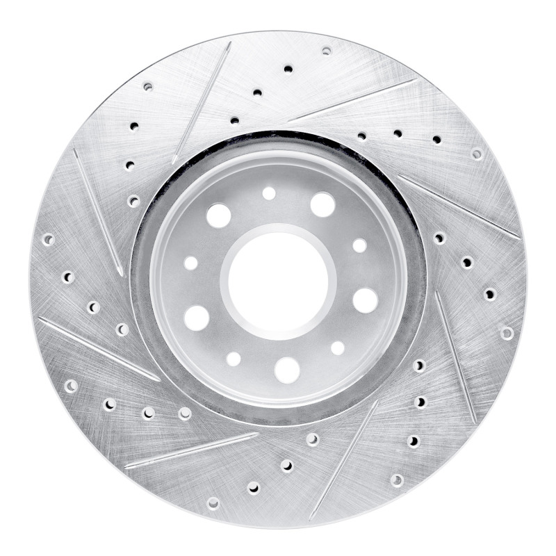 Cadillac CT6 Brake Rotor (1) - Front Right - R1 Concepts - Drilled & Slotted - Silver - `14-`20